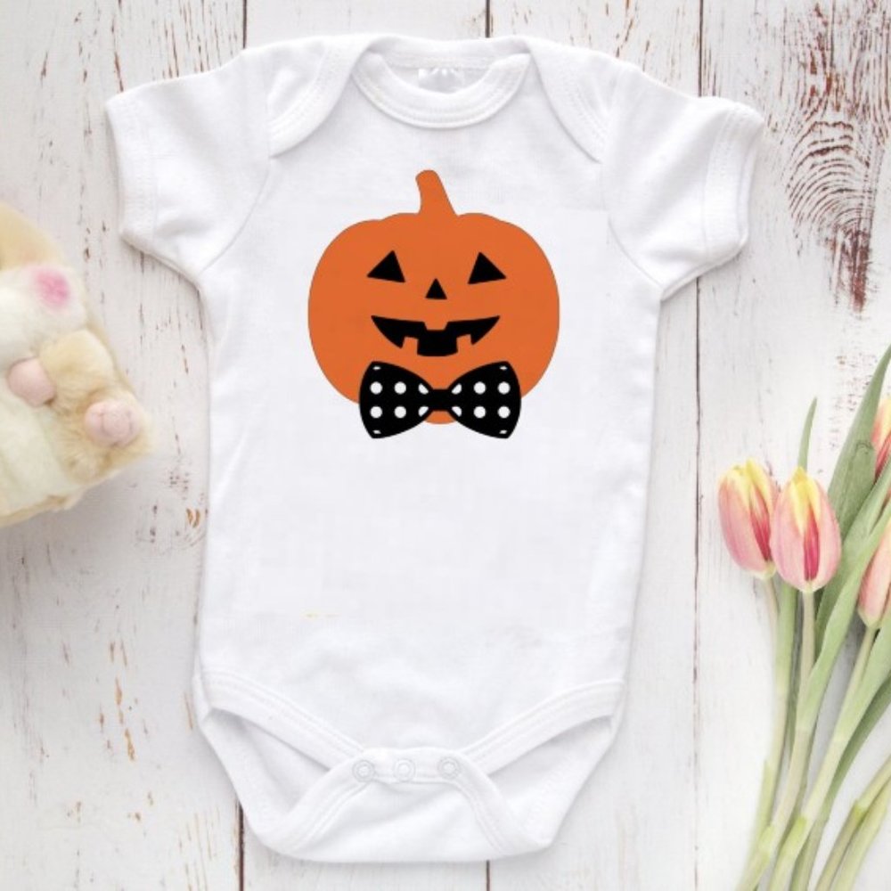 Pumpkin with a bowtie Baby Onesie
